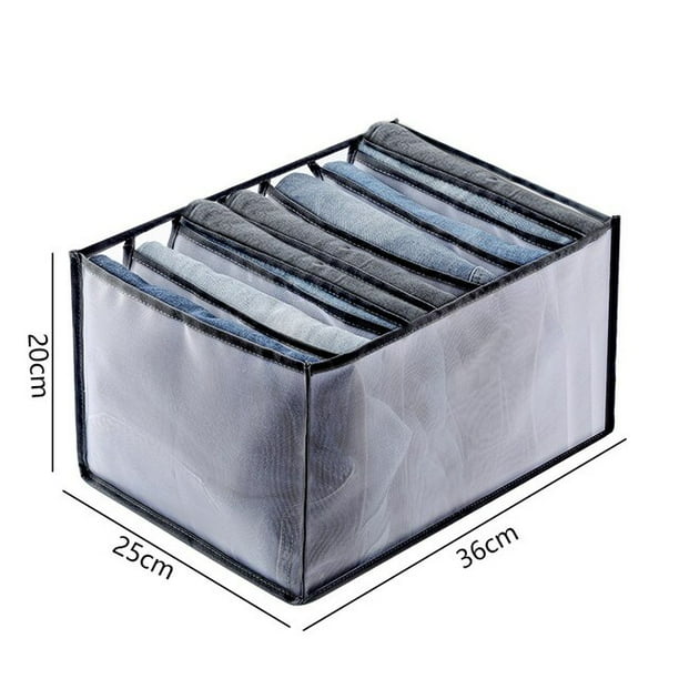 Caja de almacenamiento divisora de ropa para vaqueros, cajón de armario, pantalones gruesos, suéter, ropa interior, calcetín, cajas de separación de malla, bolsa organizadora lavada Tan Jianjun unisex