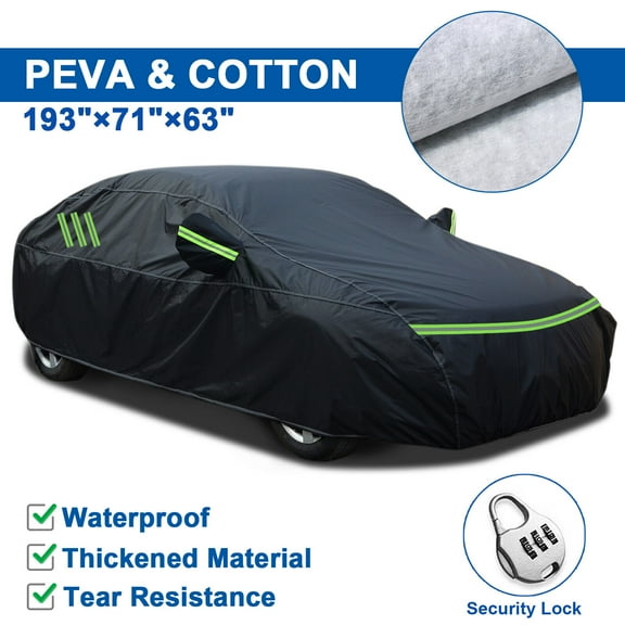 For Mazda 6 Car Cover Thickened PEVA Cotton Waterproof Full Sedan Car Cover Security Lock Anti UV Dustproof Rain Protection Black