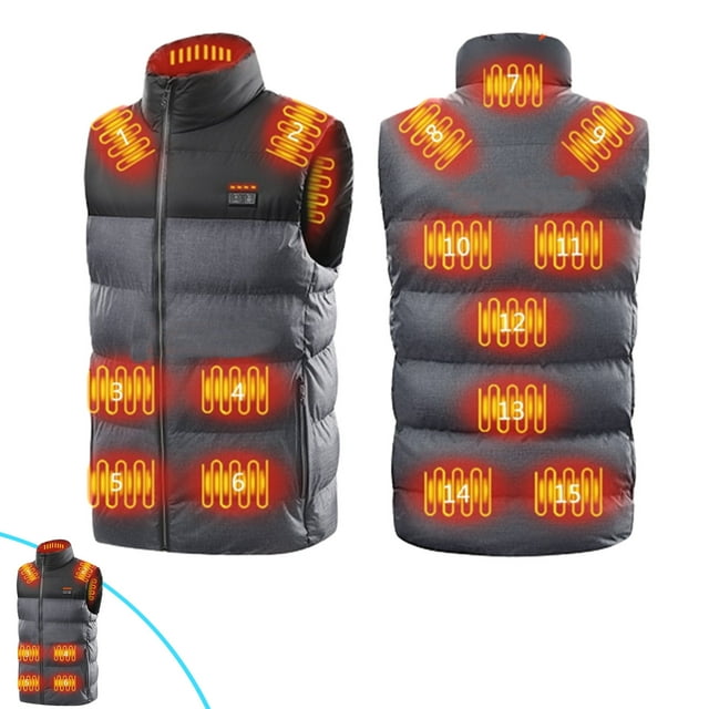 Fiudx Chaleco Calefactable, Ropa de Invierno con Alimentación Usb, 3 Niveles de Calefacción Ajustables, Ligero, Diseño Unisex, Calidez para Cuello y Espalda, Actividades Al Aire Libre, Camping, Sende