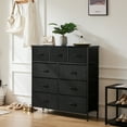 thumbnail image 6 of EDX 9 Drawer Dresser, Wide Chest of Drawers Nightstand Storage Tower Storage Fabric Dresser with Wood Top for Living Room, Bedroom, Hallway,Black, 6 of 8
