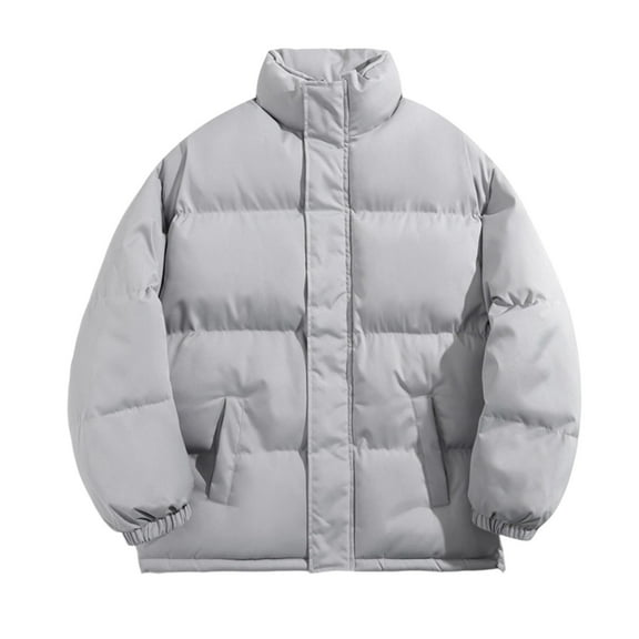 ZCFZJW Men Puffer Jackets Thicken Bubble Jacket Big and Tall Regular Fit Casual Warm Stand Collar Color Block Coat Long Sleeve Zip Up Puff Jacket Outwear with Pockets Gray XXXL