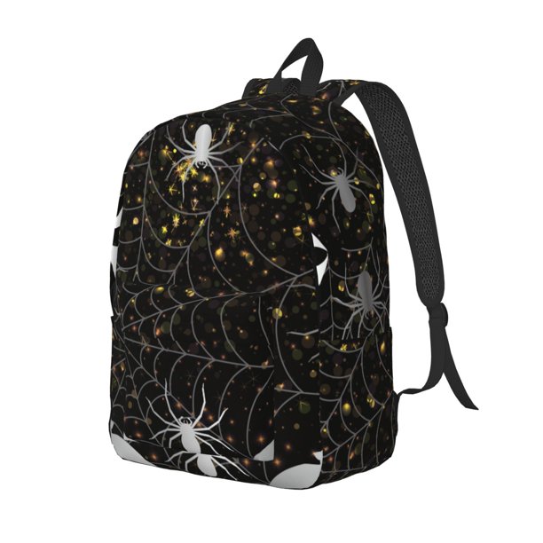 Balery Spiderweb Bats And A Spider Mochila Clásica Impresa Básica para Viaje, Mochila Escolar Resistente al Agua, Mochila de Lona con Correas Ajustables-Medium