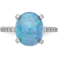 thumbnail image 6 of Sterling Silver Cheryl M Rhodium-Plated Cz And Created Blue Opal Ring (Size 6) Made In China qcm1450-6, 6 of 6