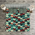 thumbnail image 3 of Ambesonne Teal Quilted Bedspread Set 3 Pcs, Chevron Herringbone Retro, Queen Size, Multicolor, 3 of 3
