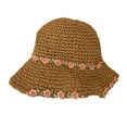 thumbnail image 6 of Women Straw Sun Hats UV Protection Flower Decorative Wide Brim Summer Beach Cap Lady Outdoor Travel Hat, 6 of 7