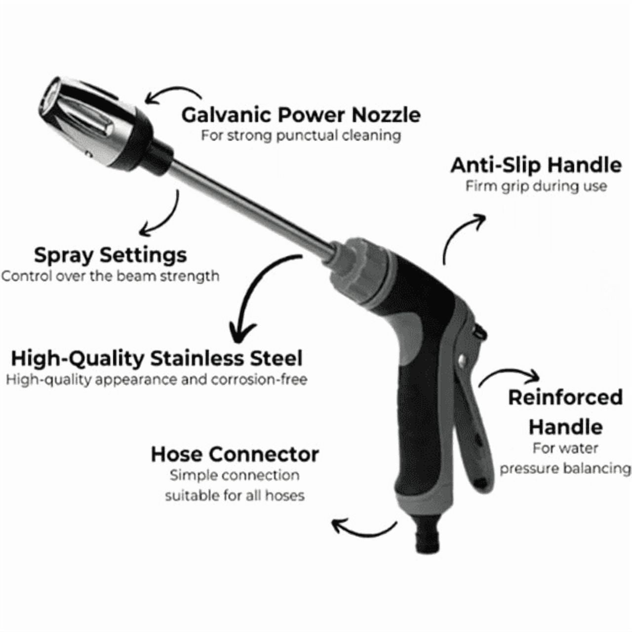 Long Reach Car Wash Gun, 3 Spray Patterns Foam Cannon, Rotating Garden Hose Nozzle for Cleaning Watering(C)
