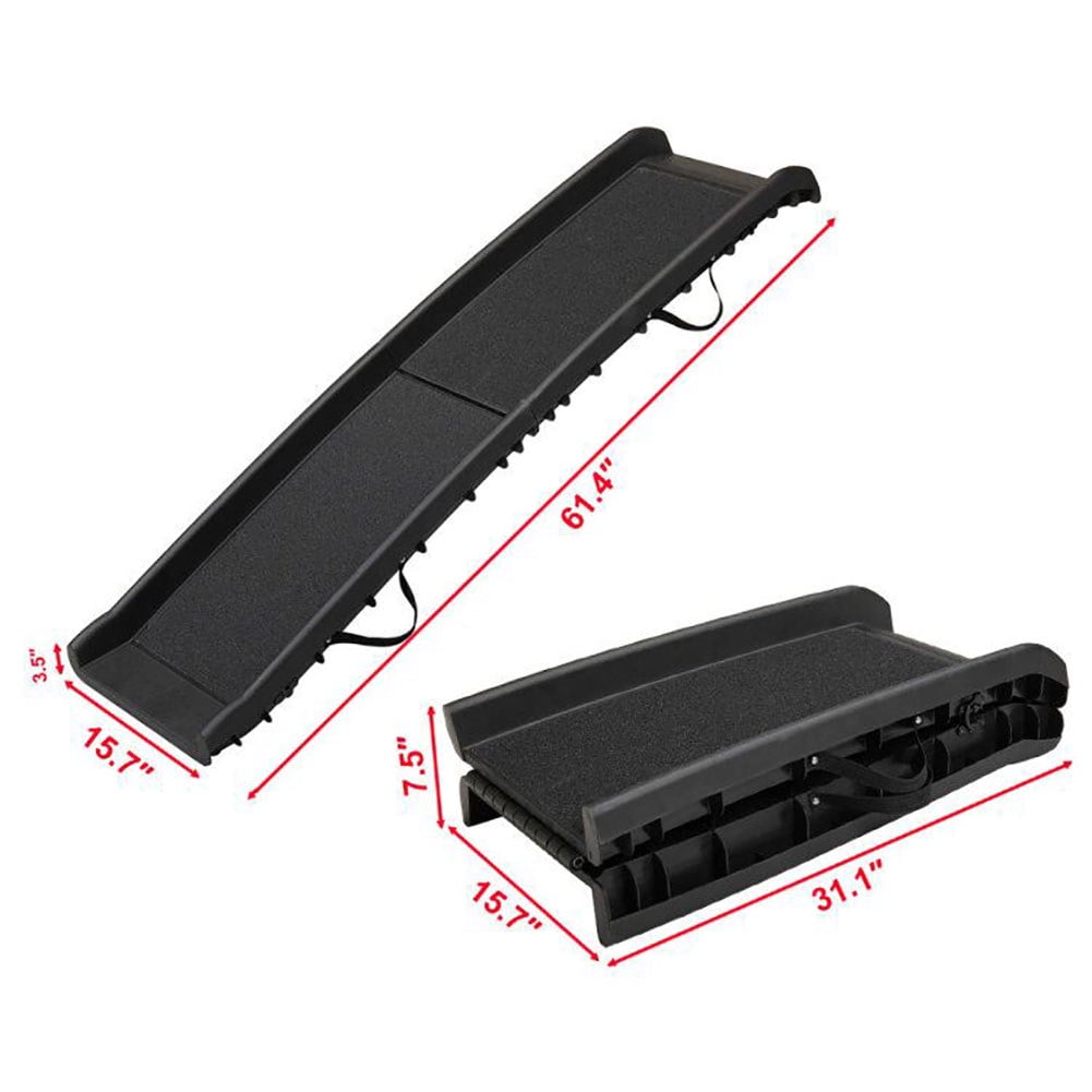 Pefilos 62" Portable Foldable Pet Ramp with Siderails, Non-Slip for Large Dogs Cats Black Pefilos 62" Portable Foldable Pet Ramp with Siderails, Non-Slip for Large Dogs Cats Black