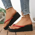 thumbnail image 2 of Dakaela Women's Platform Flip Flop Rhinestones Arch Support Cushion Wedge Summer Thong Sandals Red 7, 2 of 8