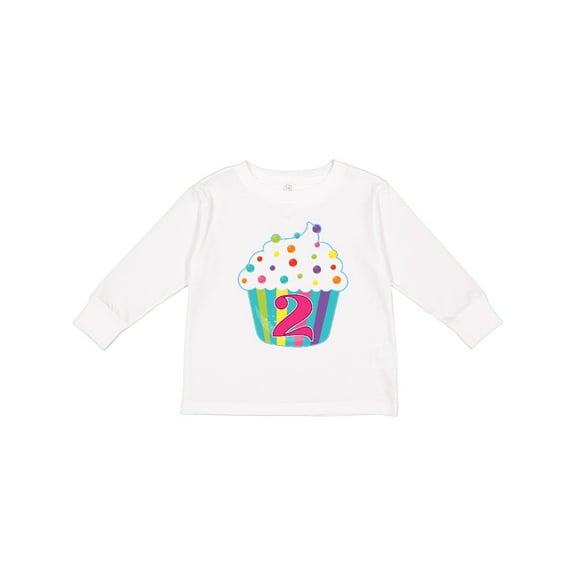 Inktastic 2nd Birthday Cupcake Boys or Girls Long Sleeve Toddler T-Shirt