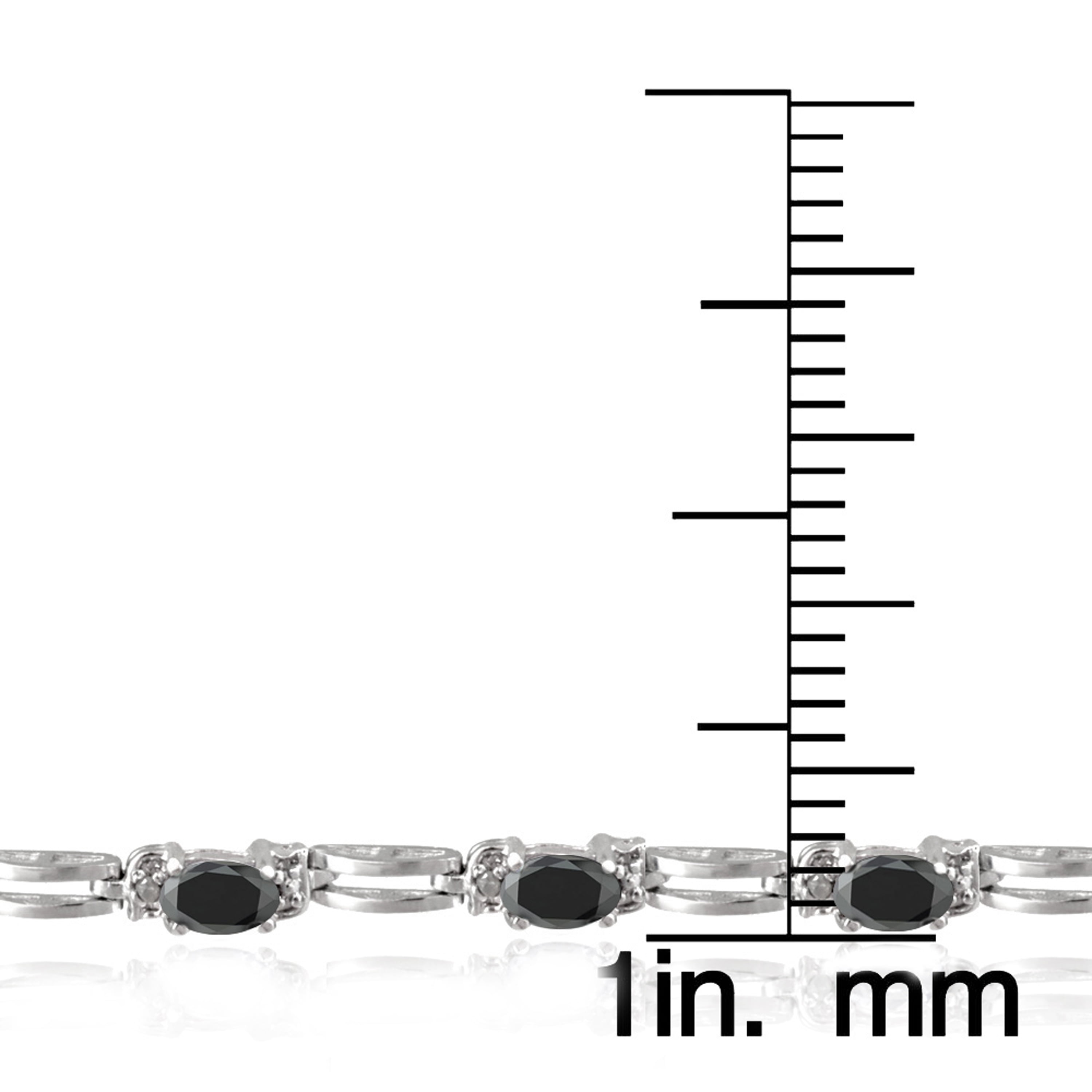Silver Tone Sapphire & Diamond Accent Rectangle Link Bracelet