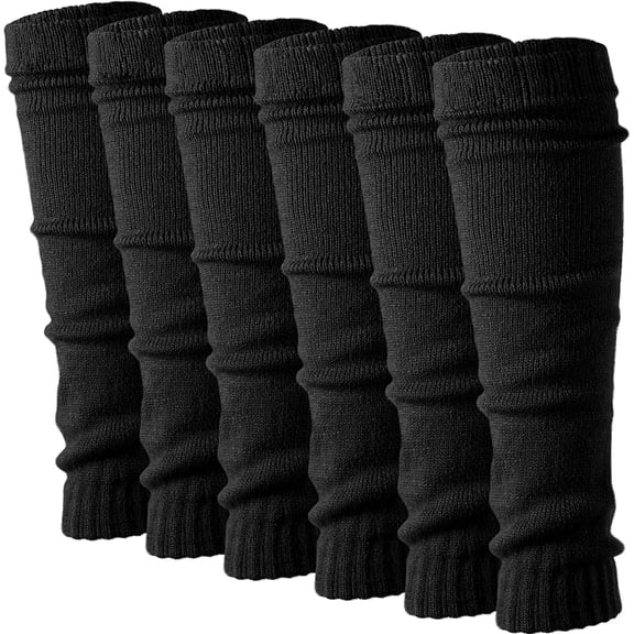 Debra Weitzner 80’s Knit Super Long Ribbed Leg Warmers for Women, Black 6-Pairs