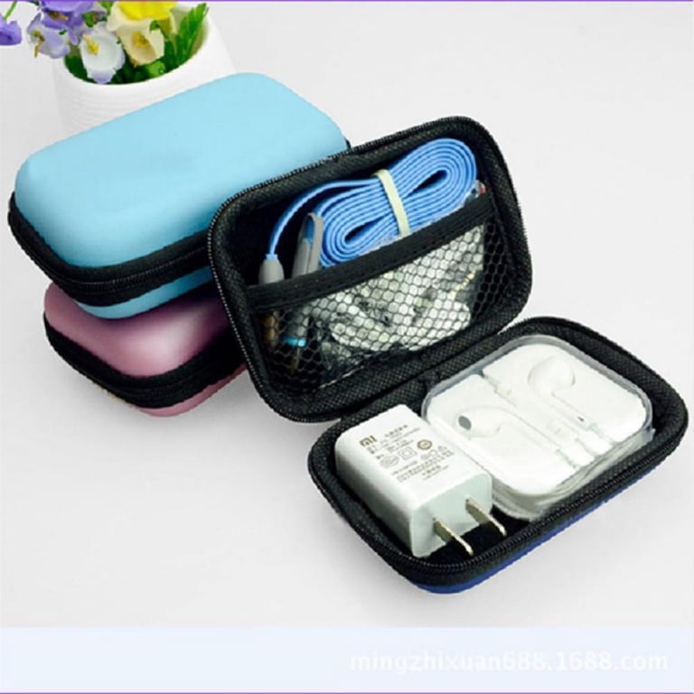 Travel Cable Organizer Bag - PU Leather Case For USB Chargers, Cords & Small Electronics