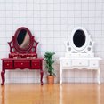 thumbnail image 2 of Trayknick Mini Cabinet High Simulation Decoration Wood Dollhouse Dressing Mirror Table Model for Bedroom Scene Red, 2 of 13