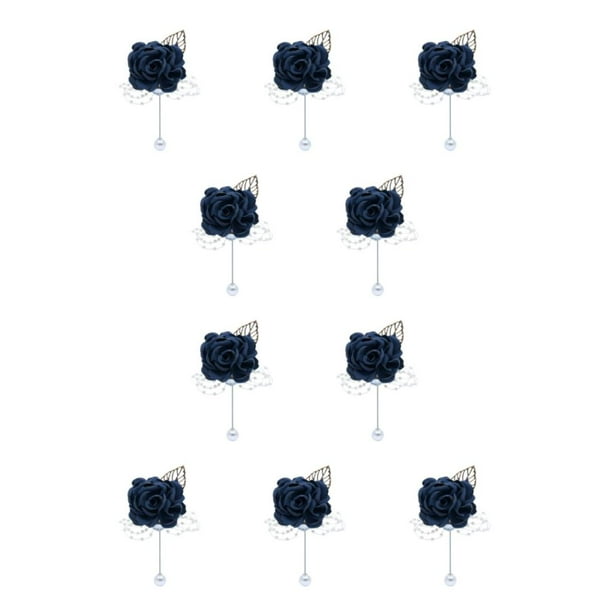 Kearding Broches de boda con estilo, complemento del atuendo formal, ramillete que añade un toque de color, ocasiones formales, azul oscuro azul oscuro 10Conjunto