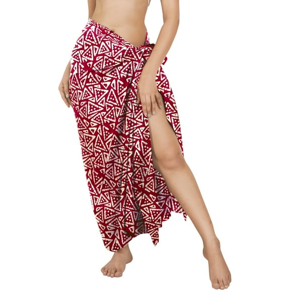 LA LEELA Women's High Waist Tie Sarongs Long Cover Ups One Size Taffy, Geometric