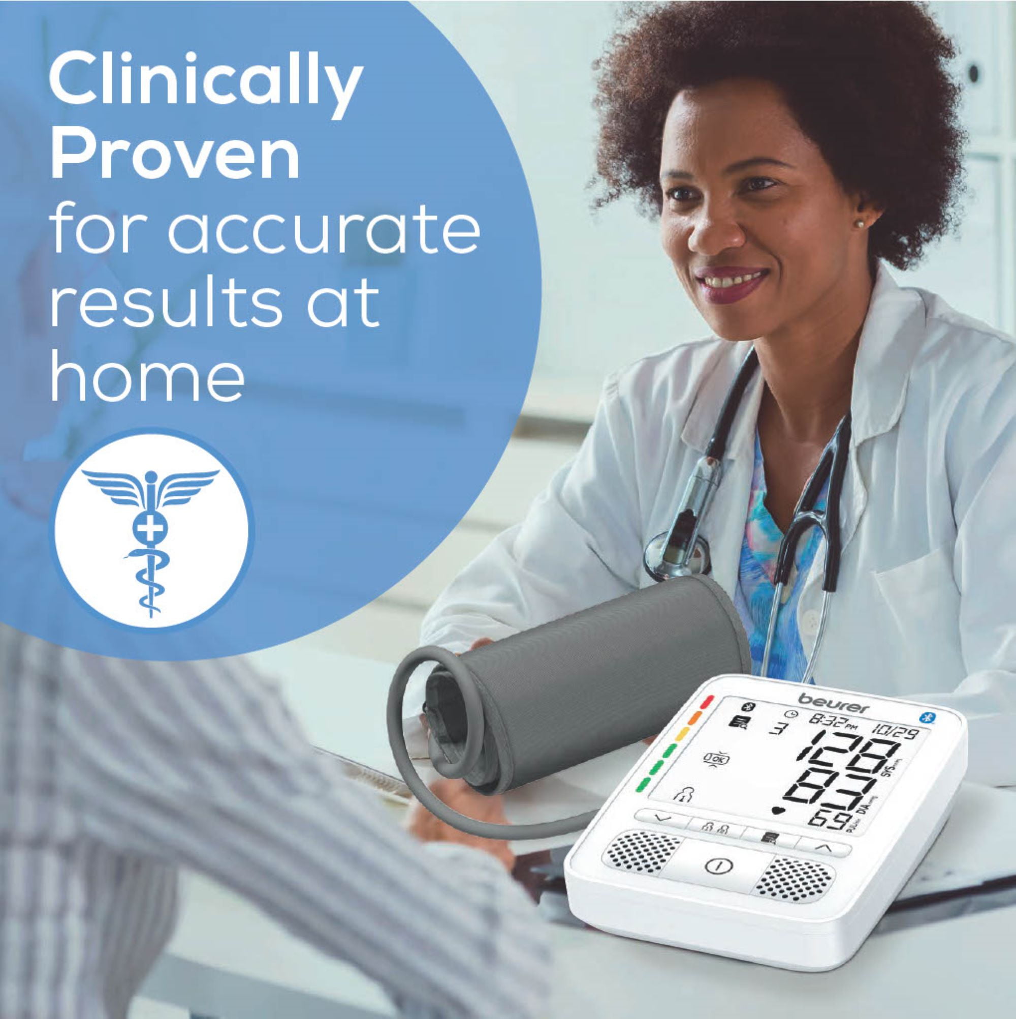 Beurer Premium 800 Blood Pressure Monitor with Bluetooth and Speaker, FSA & HSA Eligible, Talking Function, Stores 240 Readings for 2 Users, Wide-Range Upper Arm Cuff