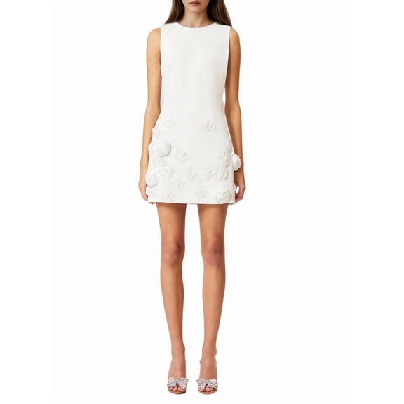 Women's Sleeveless Round Neck Mini Dress White S