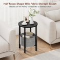 thumbnail image 5 of Small Round Side Table End  Tall Accent With Storage Basket Set Of 2 Half Tables Moon Coffee Bedside Modern Nightstand For Living Room Bedroom Black, 5 of 9