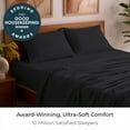 thumbnail image 2 of Mellanni 4-Piece Iconic California King Bedsheet Set - Microfiber, 16" Deep Pocket, Cooling, Wrinkle, Fade, Stain Resistant, Black, 2 of 7
