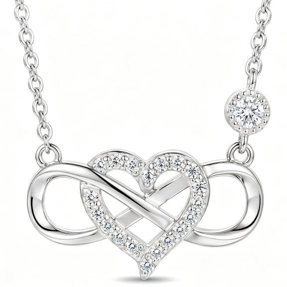 SFTING Infinity Heart Pendant Necklace 925 Sterling Silver Cubic Zirconia Jewelry Gift for Women