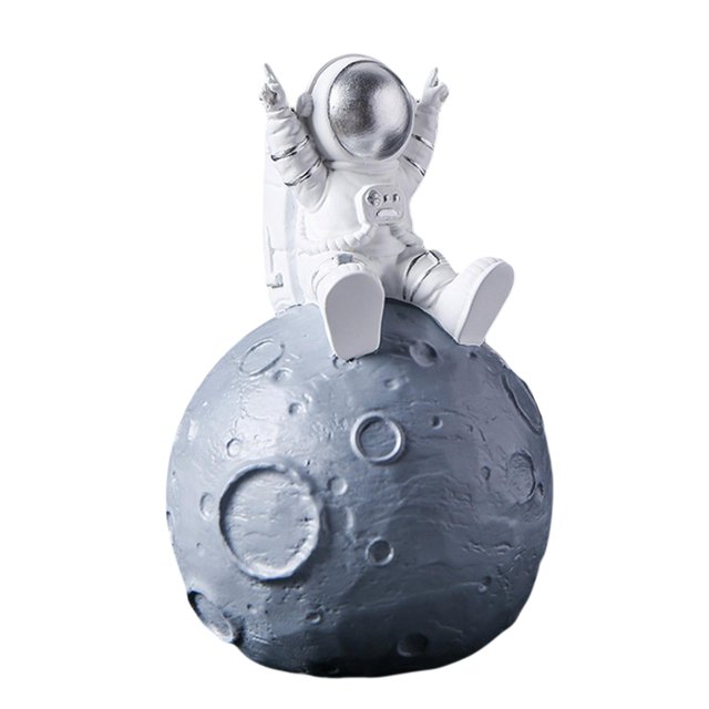 Juguete de astronauta con Planet Coin Bank Estatua Ahorro de dinero Espacio Tema Decoración Astronauta Adorno temático Astronauta para sala de estar Gris Baoblaze Hucha