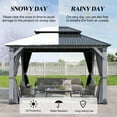 thumbnail image 2 of Howsvn 10 x 12 ft. Patio Cedar Wood Gazebo, Outdoor Double Roof Hardtop Wooden Gazebos with Curtains and Netting for Backyard, Deck, 2 of 11