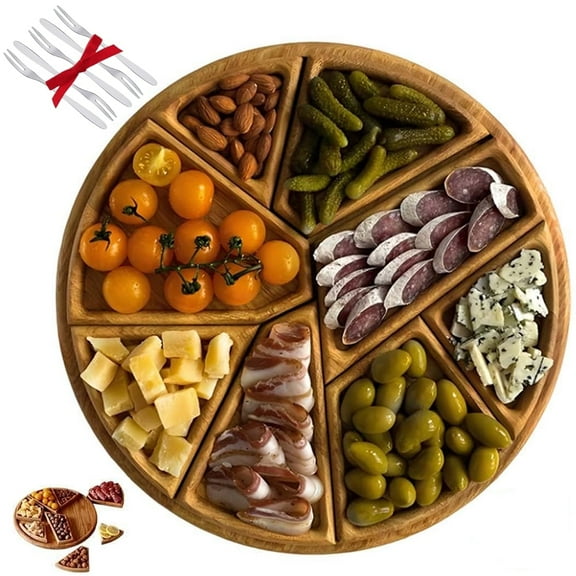 Puzzle Serving Tray Wood with 8 Removable Compartments, Funny Puzzle Shaped Serving Tray, Nuts, Meats, Dips, Home Decor Gift for Coffee Table, Living Room, Kitchen(1pc)