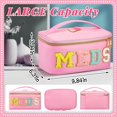 thumbnail image 3 of Estuche de maquillaje Geetery Chenille Letter Bag de nailon rosa para mujer, 3 of 7