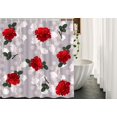 thumbnail image 2 of Red Roses Shower Curtain - Beautiful Red and Beige Roses Flower Pattern, Home Decor Waterproof Polyester Fabric with Hooks, 72"x72", Adds Elegance and Romance to Any Bathroom, 2 of 2