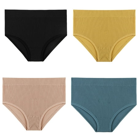 

Charmo Womens Underwear Ribbed Panties High Waist Comfort Briefs Pack of 4