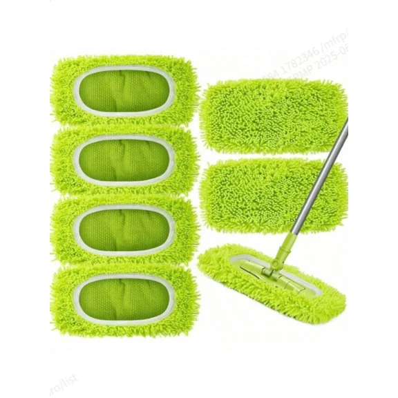 2/4/6/8pcs Reusable Green Mop Pads, Fit For - Washable Microfiber Dry & Wet Mop Pads, Compatible With Sweepers, Ideal For Floor And Hardwood Surface Cleaning