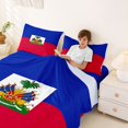 thumbnail image 3 of Manfei Haiti Flag Queen Sheets,Patriotic Theme Art Queen Sheet Sets,Blue Red Green,4 Pieces,1 Flat Sheet, 1 Fitted Sheet and 2 Pillowcases, 3 of 6
