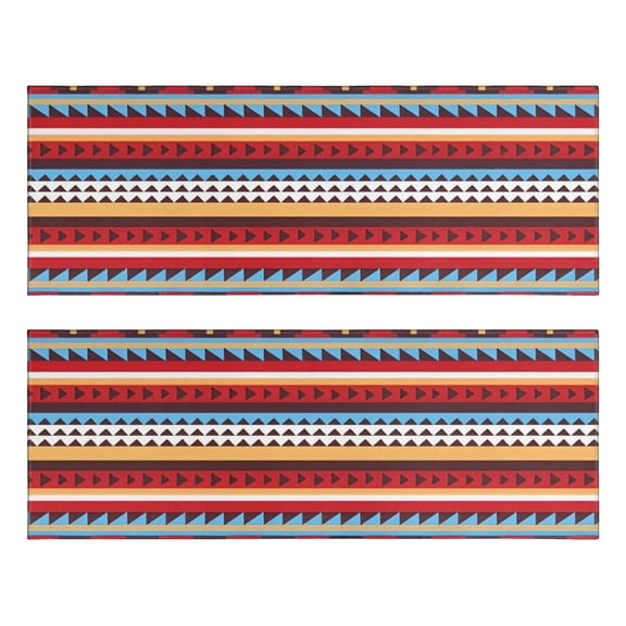 Kitchen Rugs Sets Of 2,Colorful Geometric Striped Pattern Anti Fatigue Kitchen Mat Rugs Non Slip Washable,Decorative Kitchen Floor Mats for Kitchen,Sink,Laundry,17"X47"