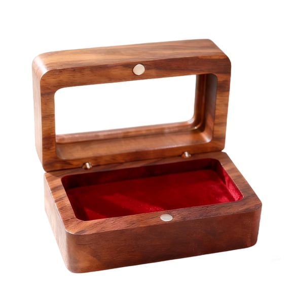 Walnut Wood Cufflink Box with Clear Acrylic Lid - Solid Wood Jewelry Display Case for Cufflinks, Rings, Earrings - Portable, Small Gift Box (2.8 x 1.8 x 1.3 in)
