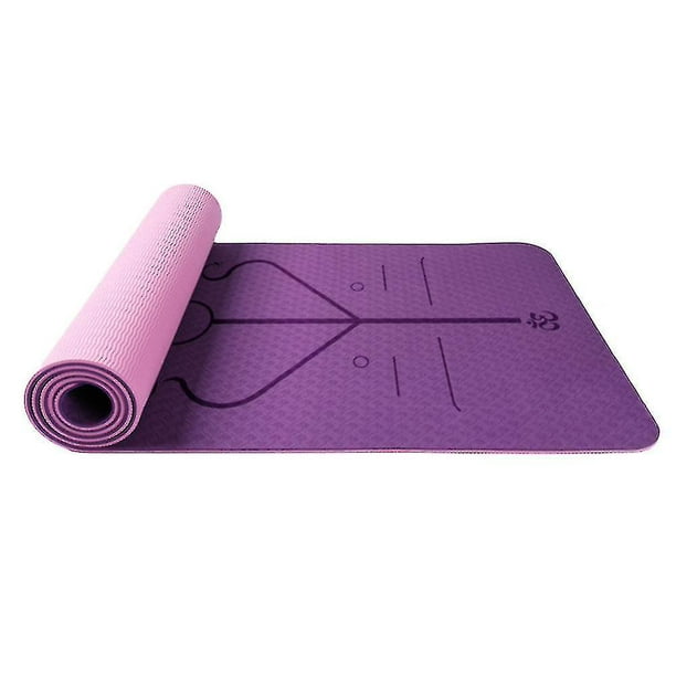 Homemiyn Double-layer Tpe Posture Line Soft Thick Yoga Mat  183*61*0.6cm(Purple And Pink)