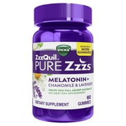 Vicks ZzzQuil Pure Zzzs Melatonin Sleep Aid Gummies, Wildberry Vanilla, Dietary Supplement, 60 Ct