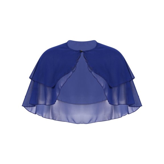 Miutii Womens Soft Chiffon Shawl Wraps Shrug for Evening Dress Ruffle 2-Layer Wedding Cape Bolero Navy Blue One Size