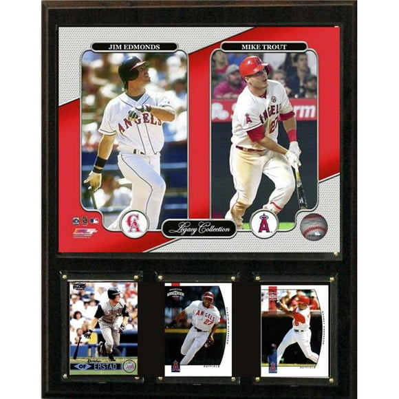 C&I Collectables 1215ANGELSSLEG MLB 12 x 15 Po. Tim Saumon - Mike Trout Los Angeles Angels Plaque de Collection Héritage