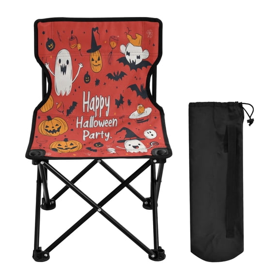 600D Oxford Camping Chair Portable Foldable Chair Supports 220 lbs for Picnic, Fishing, Backpacking Red Halloween