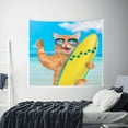 thumbnail image 3 of Tapestry Surfer Cat On Beach for Bedroom Wall Hanging 60 X90 IN, 3 of 3