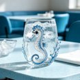 thumbnail image 6 of 12oz Ocean Animal Glass Cup Glassware Marine Life Drinkware Jellyfish Shark Crab Seahorse Coastal Mug,3D - Blue Seahorse, 6 of 9