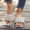 Silver, variant on Womens Pearl Slide Sandals Square Toe Flat Summer Dressy Sandals Casual Beach Slides Rhinestone Embellished Slip on Sandals for Summer Going Out Shoes