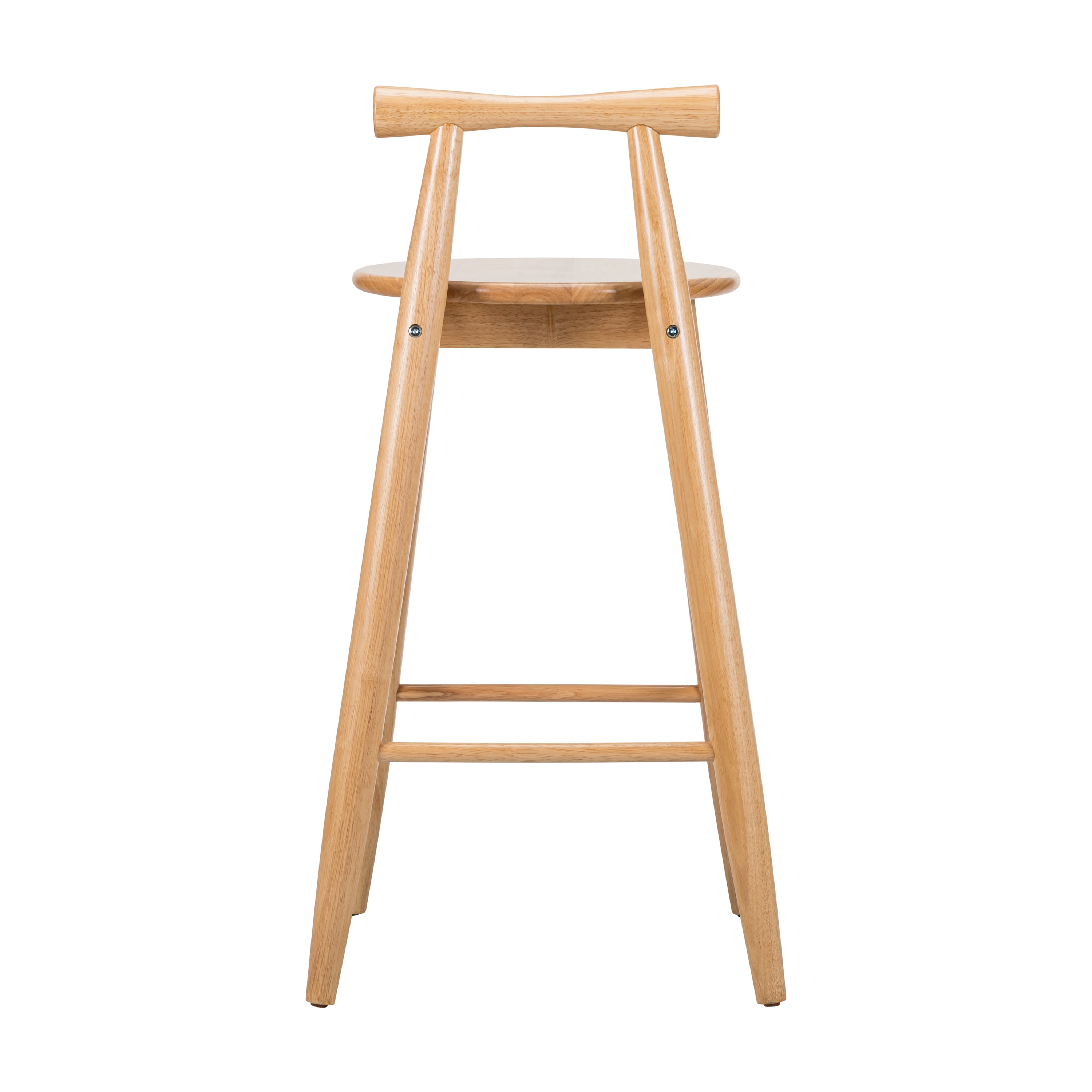 Set of 2 Grove Indoor Rubberwood Barstool, Natural Finished Bar Stool with Round Seat and Cross Bar Backrest for Home Bar Kitchen Island, 18.75x19.25x36.4 Inch, Natural