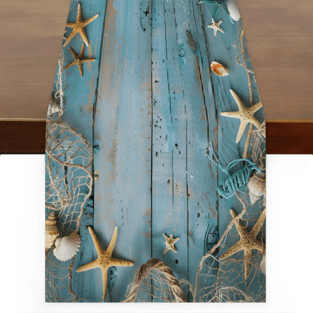 

Qzaxky Table Runner Boho Table Runner Summer Seashell Paint Bohemian Boho Outdoor Table Runner Decoration for Indoor Outdoor Home Dinner Party Wedding Decor 13 x 120 Inch