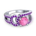 thumbnail image 3 of 2.50 Carat Round Cut Pink Sapphire & Amethyst Gemstone Beautiful Wedding Ring for Women Solid 18K White Gold Size 5 by Diamond-Capitals, 3 of 8