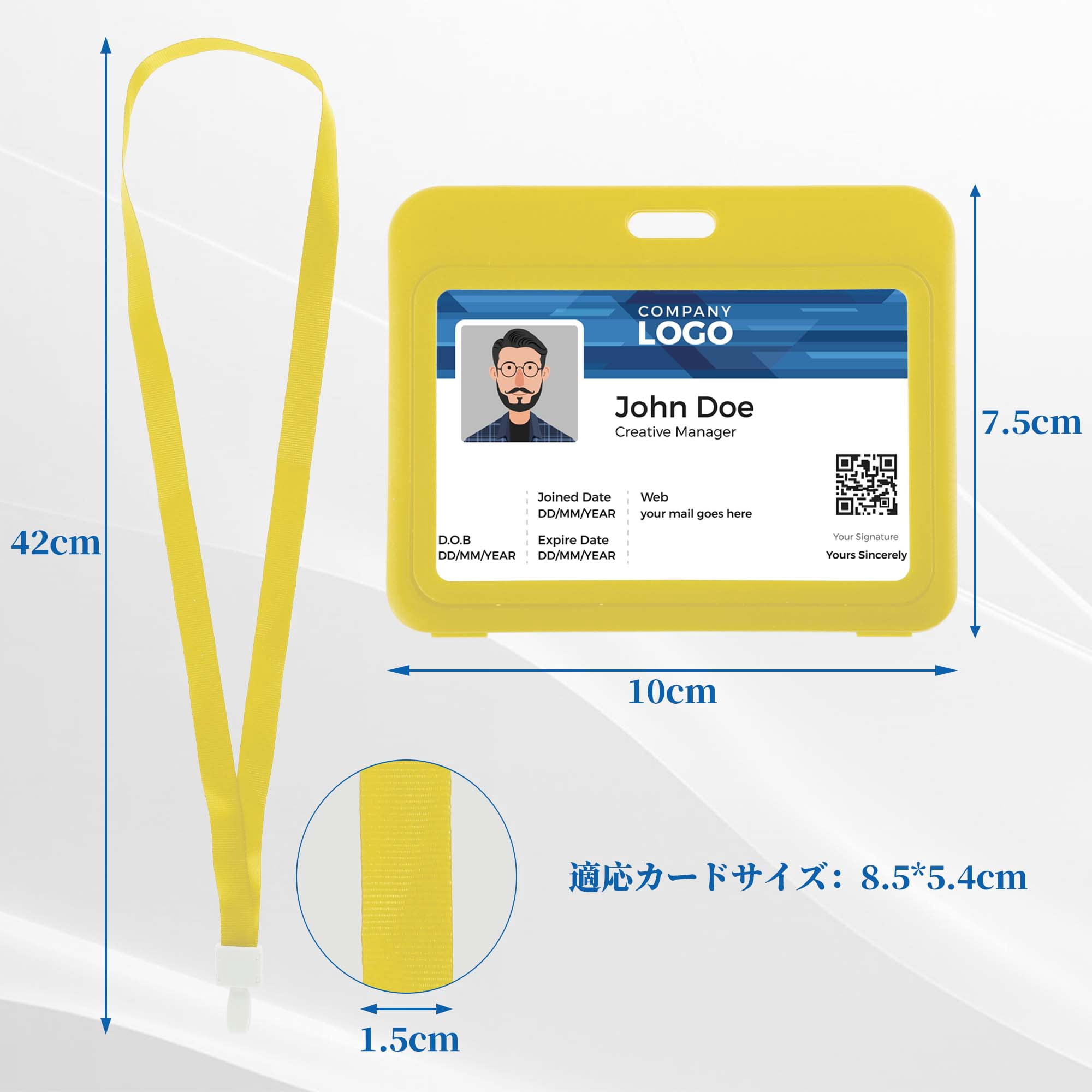 Unique Bargains Lanyards for ID Badges Leather Clear Card Holder with Lanyard Yellow