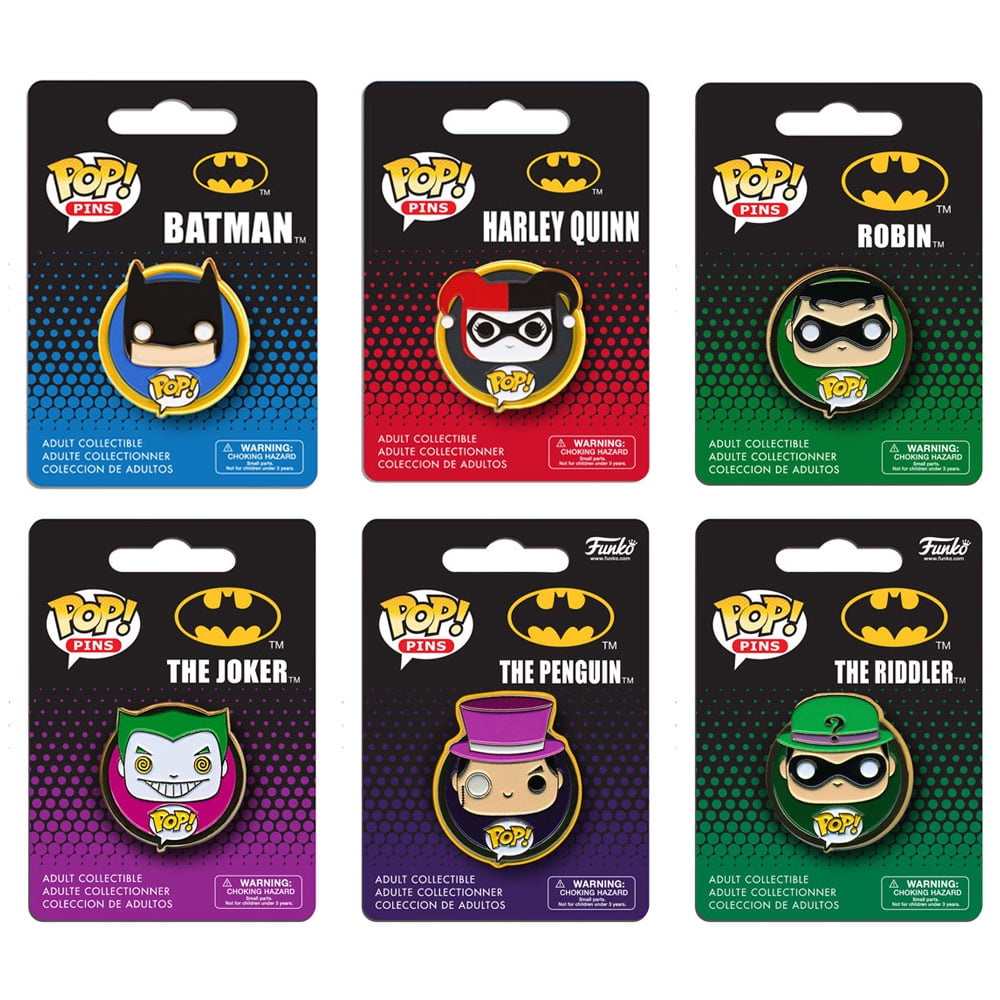 Funko - Funko POP! Pins - DC Universe - SET OF 6 BATMAN CHARACTERS (1.25 inch)(Robin, Joker