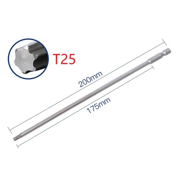 1/6 Pcs 200mm Tournevis Magnétique Torx en Acier Allié T25