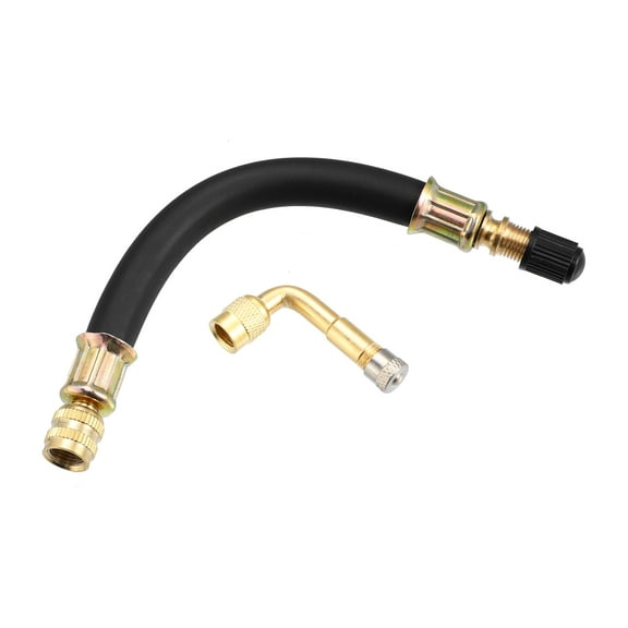 2pcs Tire Valve Stem Extender Hose with 90 Degree Brass Extension Adaptor for Car Motorcycle Bicycle 15cm 6"