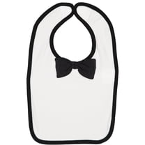 Rabbit Skins Infant Bow Tie Baby Rib Bib, White/Black, One Size